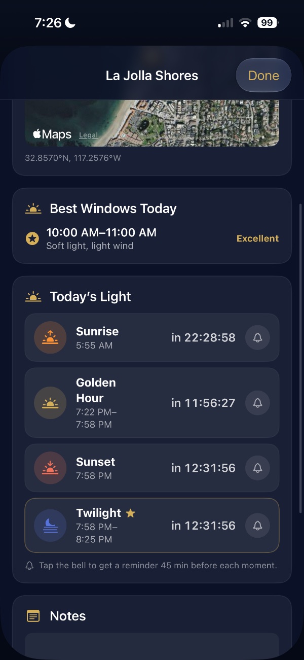 Golden hour, twilight and sky color